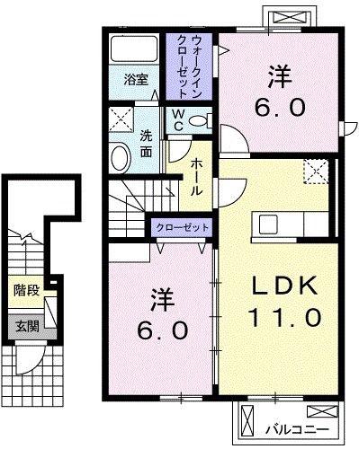 アバンサールIII(2LDK/2階)の間取り写真