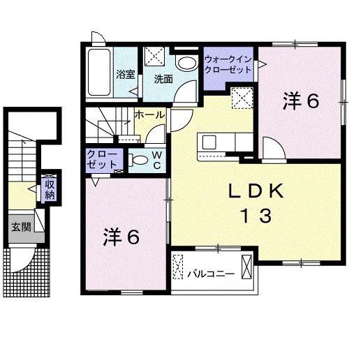 メゾン ドゥ フェリーチェ I棟(2LDK/2階)の間取り写真