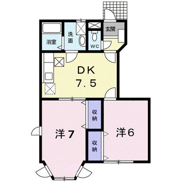 アール・ド・ヴィーヴル A(2DK/1階)の間取り写真