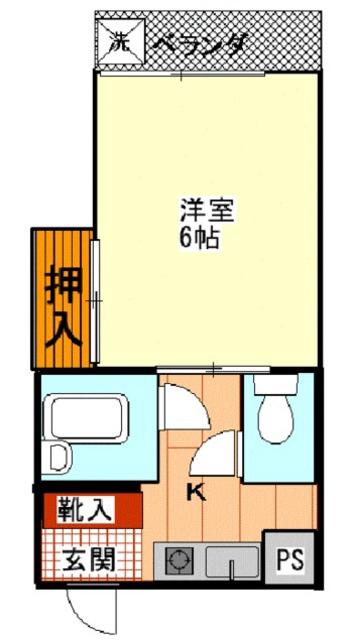ハイムルネッサンス(1DK/2階)の間取り写真