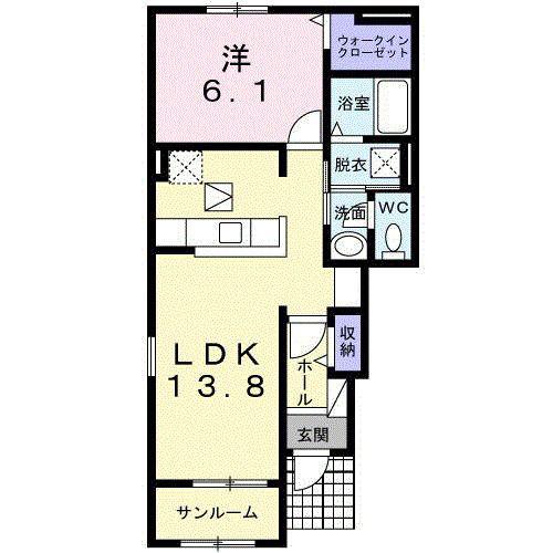 サニーサイトS(1LDK/1階)の間取り写真