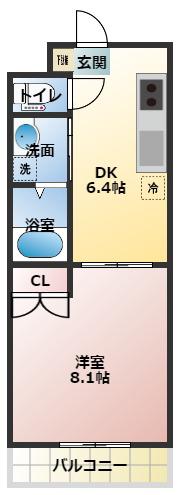 大福マンション(1DK/2階)の間取り写真