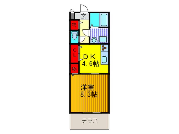 シャンブル(1DK/1階)の間取り写真