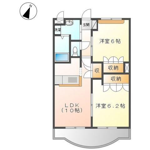 ソレイユ妻鹿(2LDK/2階)の間取り写真