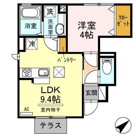 グレイス コート(1LDK/1階)の間取り写真
