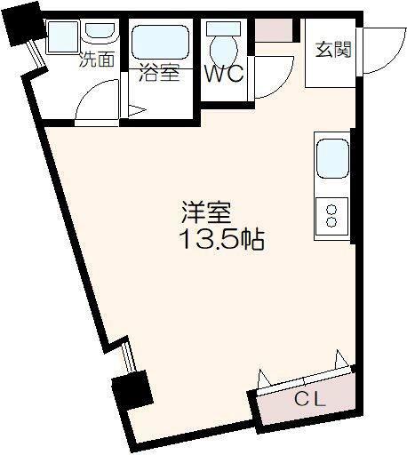シンエイビル(ワンルーム/2階)の間取り写真