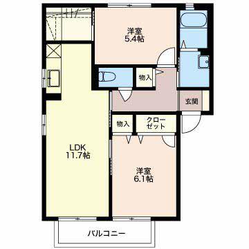 グランコート(2LDK/2階)の間取り写真