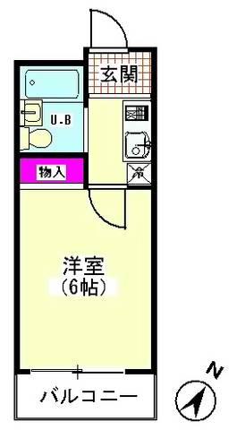 リムジン65(1K/2階)の間取り写真