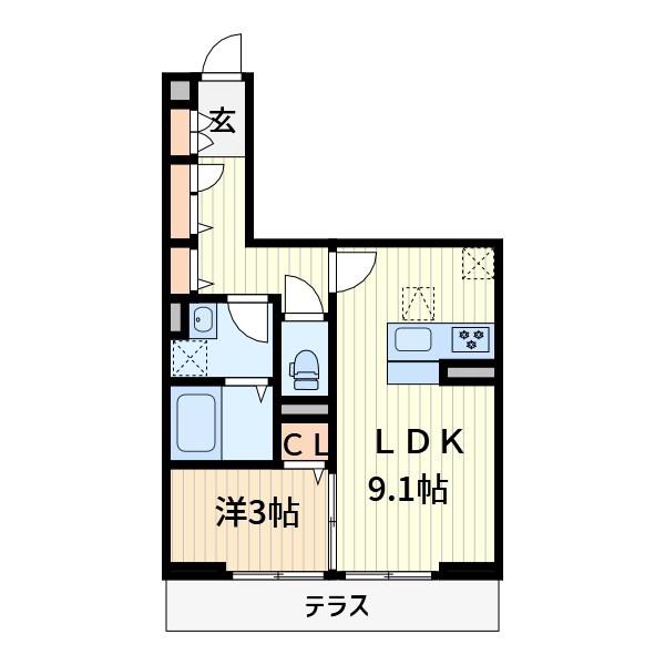 ラポーム西川口(1LDK/3階)の間取り写真