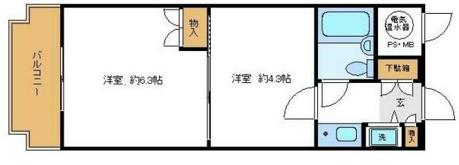 日興パレス登戸(2K/1階)の間取り写真