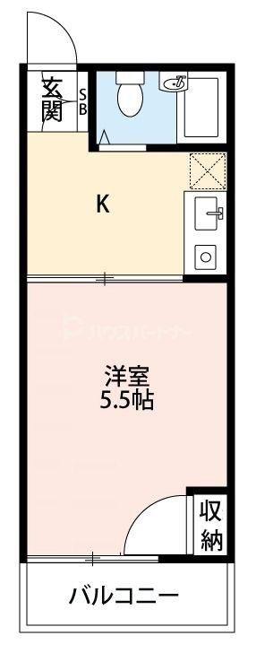 ジュネス翌檜(1K/2階)の間取り写真