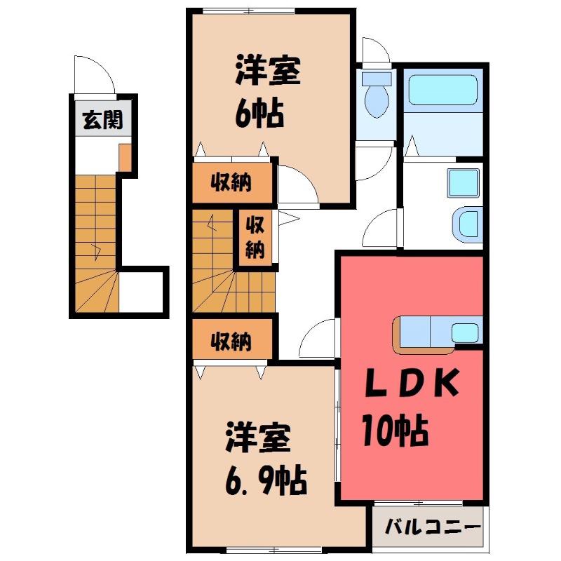 ミラルーツ(2LDK/2階)の間取り写真