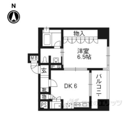 リーガル京都室町御池(1DK/6階)の間取り写真