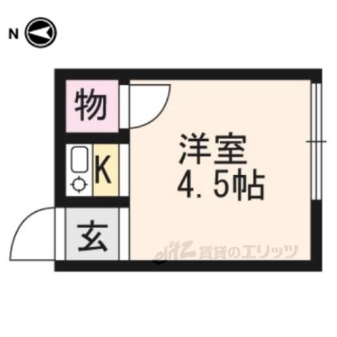若竹荘(ワンルーム/1階)の間取り写真