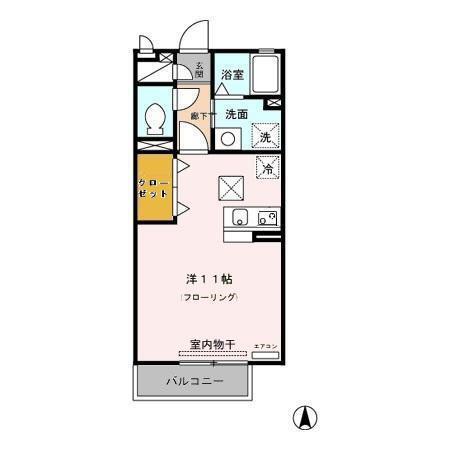 ビギニングA(ワンルーム/1階)の間取り写真