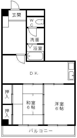 西沢ビル NO.1(2LDK/2階)の間取り写真