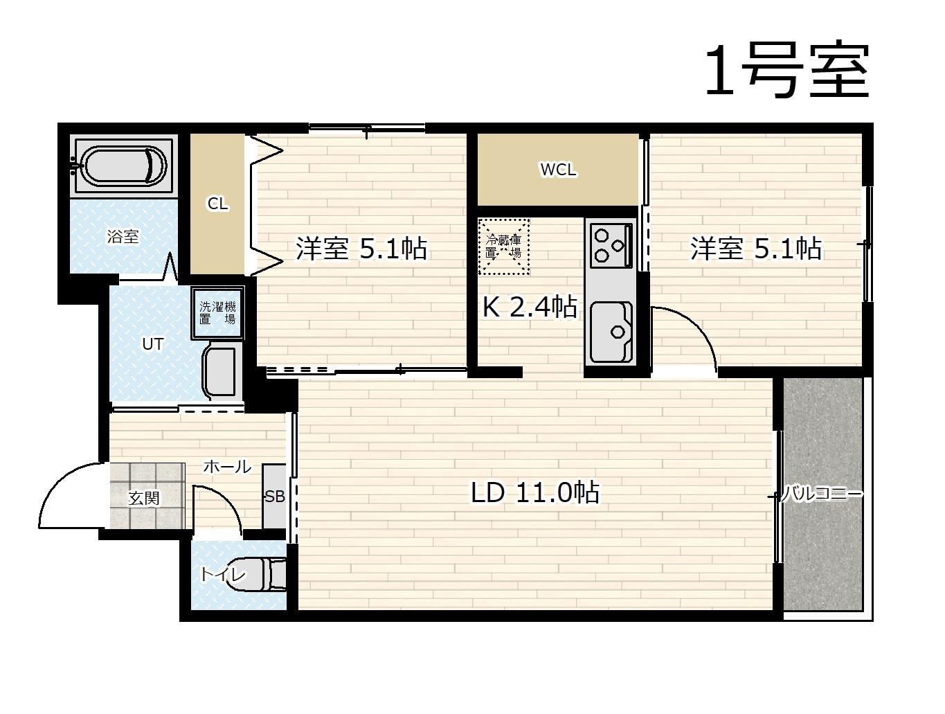 URBAN FLATS平岸I(2LDK/3階)の間取り写真