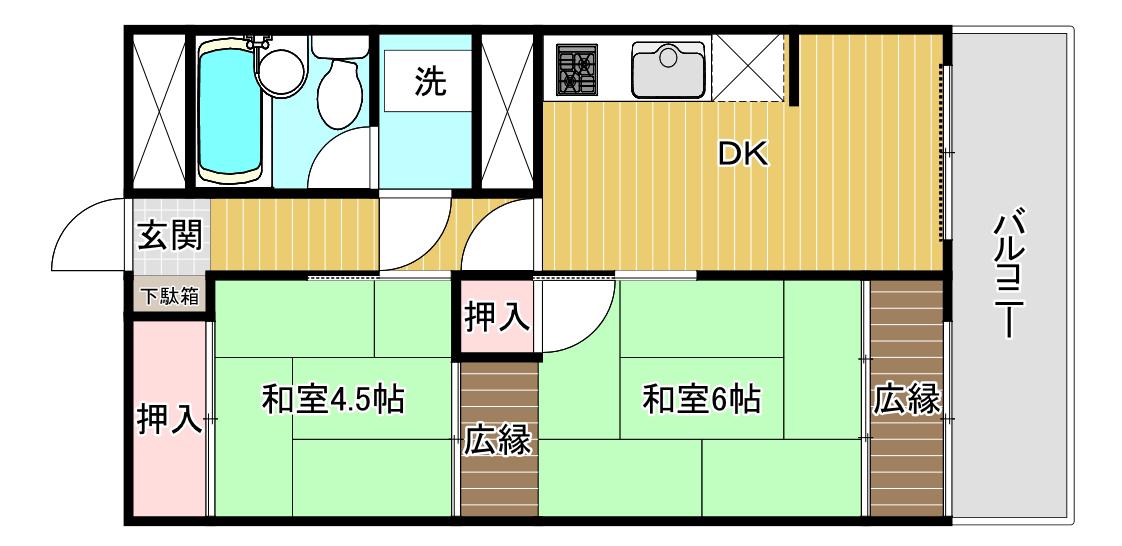 伊東ホームステッド(2DK/12階)の間取り写真