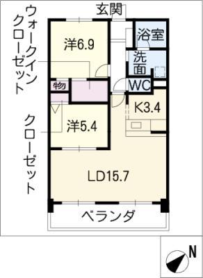 AXISHEIWAGAOKA(2LDK/4階)の間取り写真