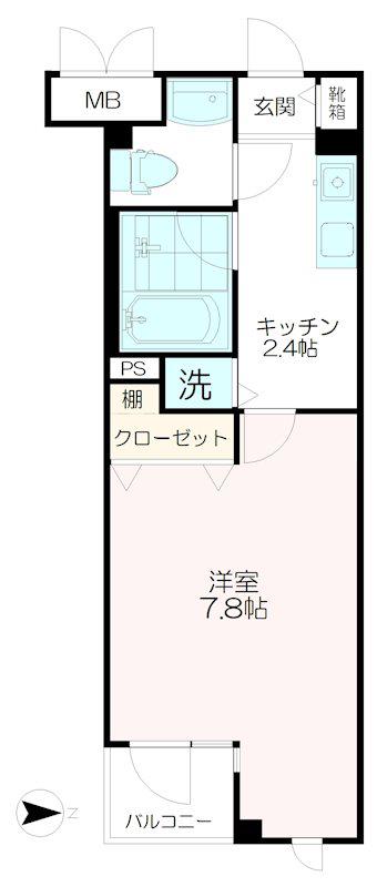 グランフォート武蔵野(1K/2階)の間取り写真