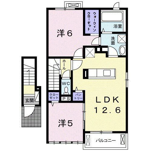 フィガロ(2LDK/2階)の間取り写真