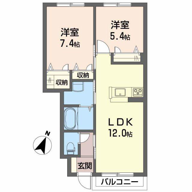 エターナル・グリーンI(2LDK/1階)の間取り写真