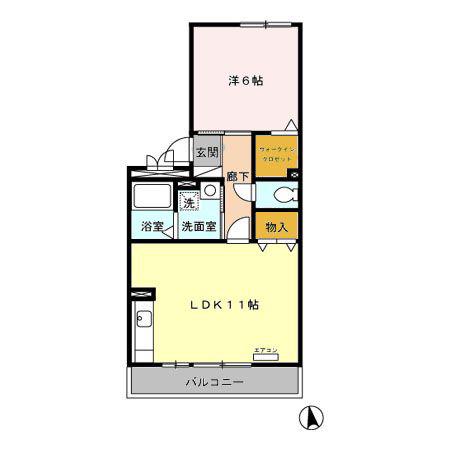 エクセラン彩(1LDK/2階)の間取り写真