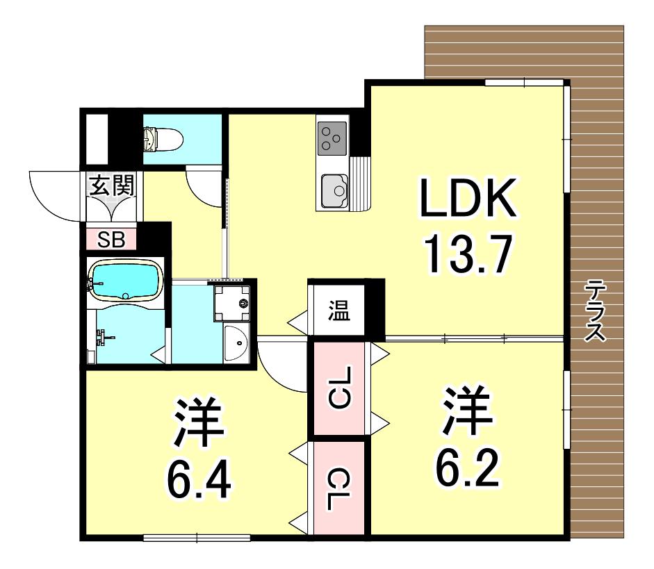 シャーメゾン垂水(2LDK/1階)の間取り写真