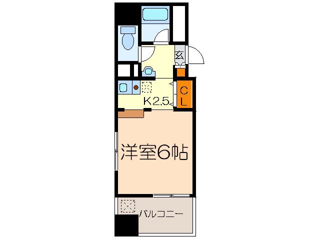 ベース日比野(1K/8階)の間取り写真