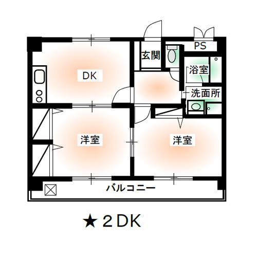 ハートマンション(2DK/2階)の間取り写真