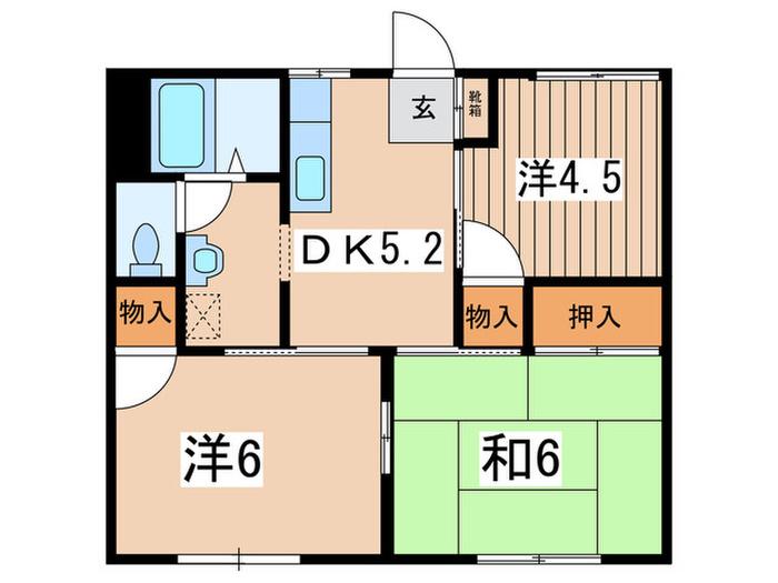 コーポ三晃B(3DK/1階)の間取り写真
