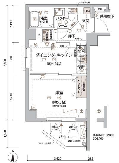 ARCOBALENO KAMEIDOII(1DK/3階)の間取り写真