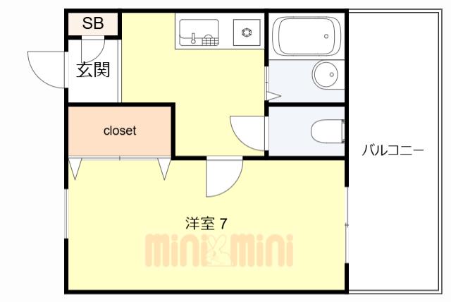 グレースハイツ六甲(1K/4階)の間取り写真