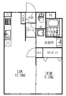 ルナ レジデンス(1LDK/2階)の間取り写真