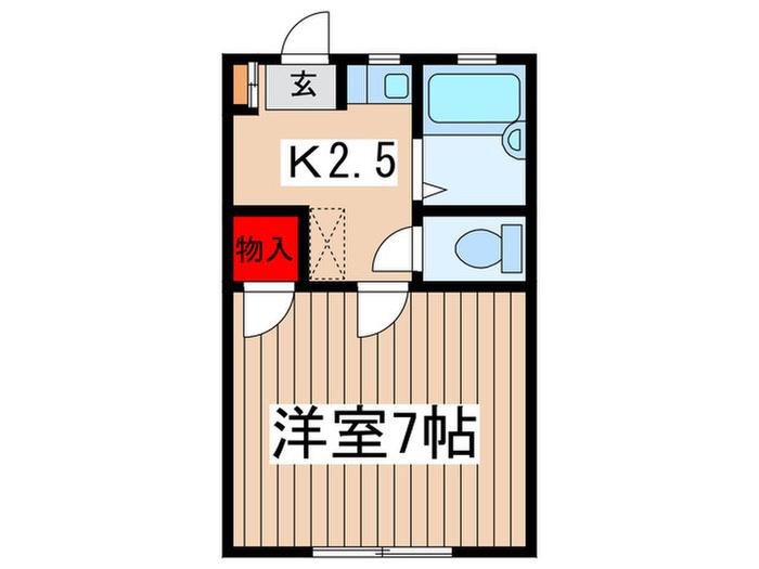 エバ-グリーン(1K/2階)の間取り写真