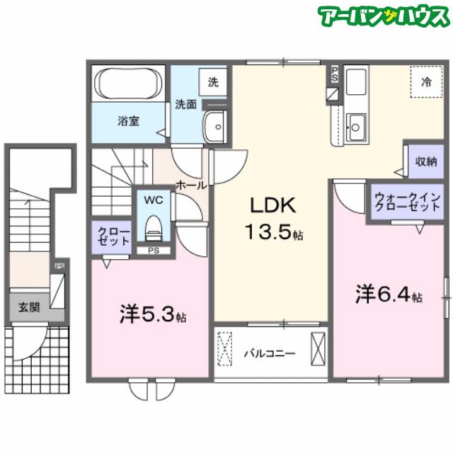 テラス623(2LDK/2階)の間取り写真