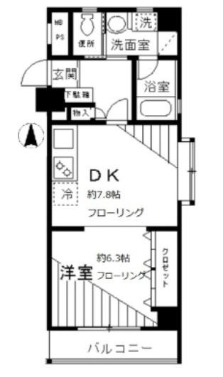 パディ初台(1DK/6階)の間取り写真