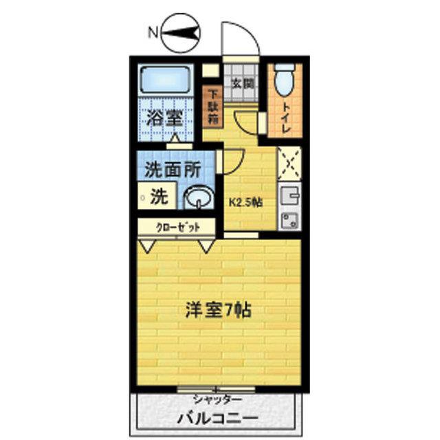 ハイツソフィ(1K/2階)の間取り写真