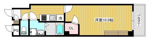 CIEL本町(1K/3階)の間取り写真