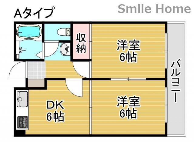 オーシャン住之江(2DK/6階)の間取り写真