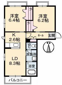 シャーメゾンソアーヴェ(2LDK/3階)の間取り写真