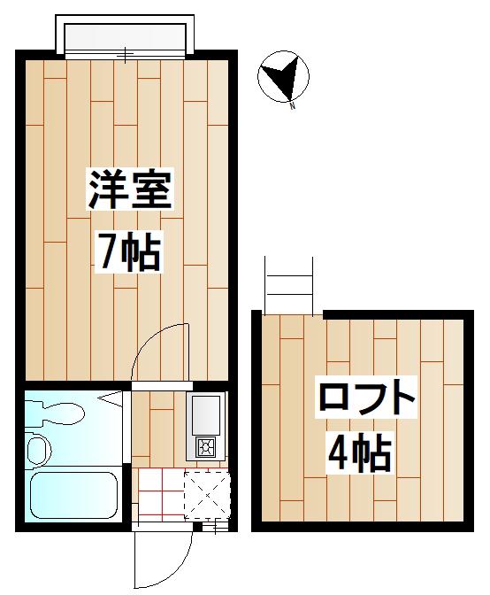 ヴェルドミール宮崎(1K/2階)の間取り写真
