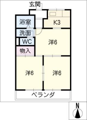 レジデンス茜(2LDK/2階)の間取り写真