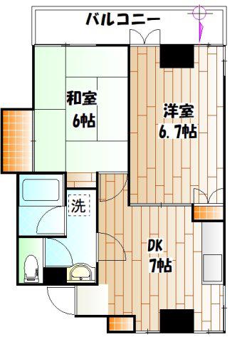 エクセルシティMMビル(2DK/3階)の間取り写真