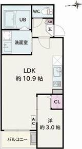 JACK KITAUCHII(1LDK/3階)の間取り写真