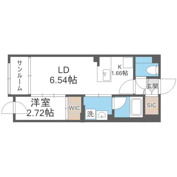 LIVECASA豊平(1LDK/2階)の間取り写真