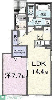カファーラ・N(1LDK/1階)の間取り写真