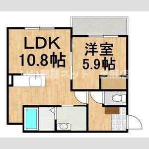 苫小牧市北栄5丁目AP(1LDK/1階)の間取り写真