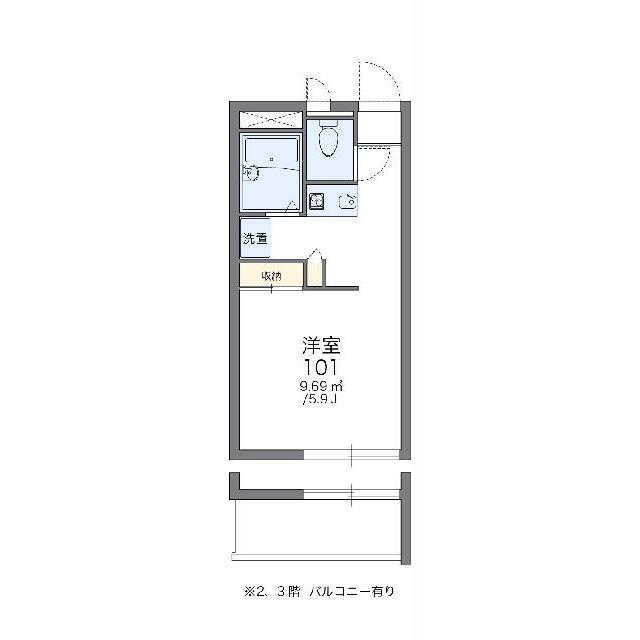 レオパレスプリムローズ(1K/2階)の間取り写真