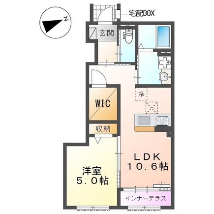 加古川市尾上町池田 アパート(1LDK/1階)の間取り写真